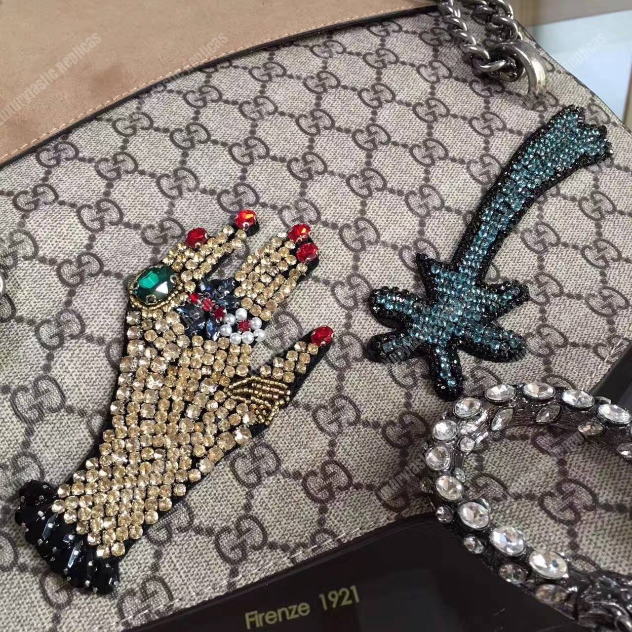 G*u*i dionysus embroidered shoulder bag comet/moon/star