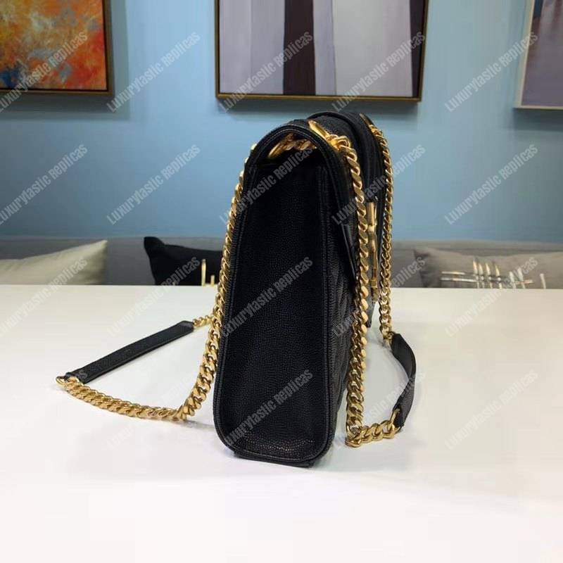 Saint Laurent Envelope Medium Bag Mix Matelassé Grain De Poudre Embossed leather Black Gold-Toned