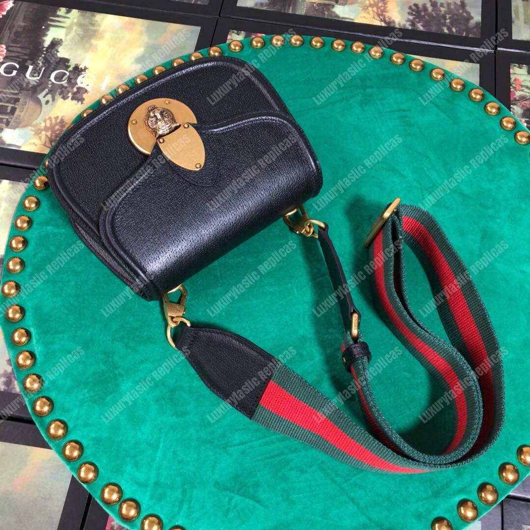 G*u*i crossbody animalier saddle bag black leather