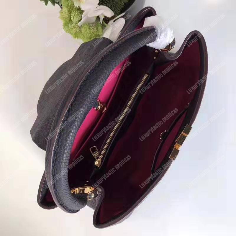 LV Capucines MM Taurillon Leather Noir Electric