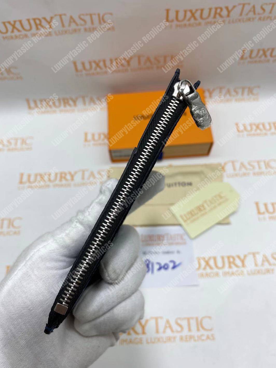 LV Coin Card Holder K45 Taiga Monogram Navy Blue