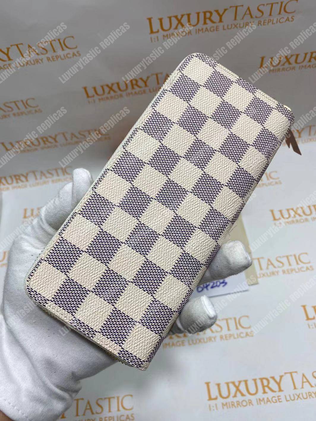 LV Clemence Wallet Damier Azur Canvas Rose Ballerine
