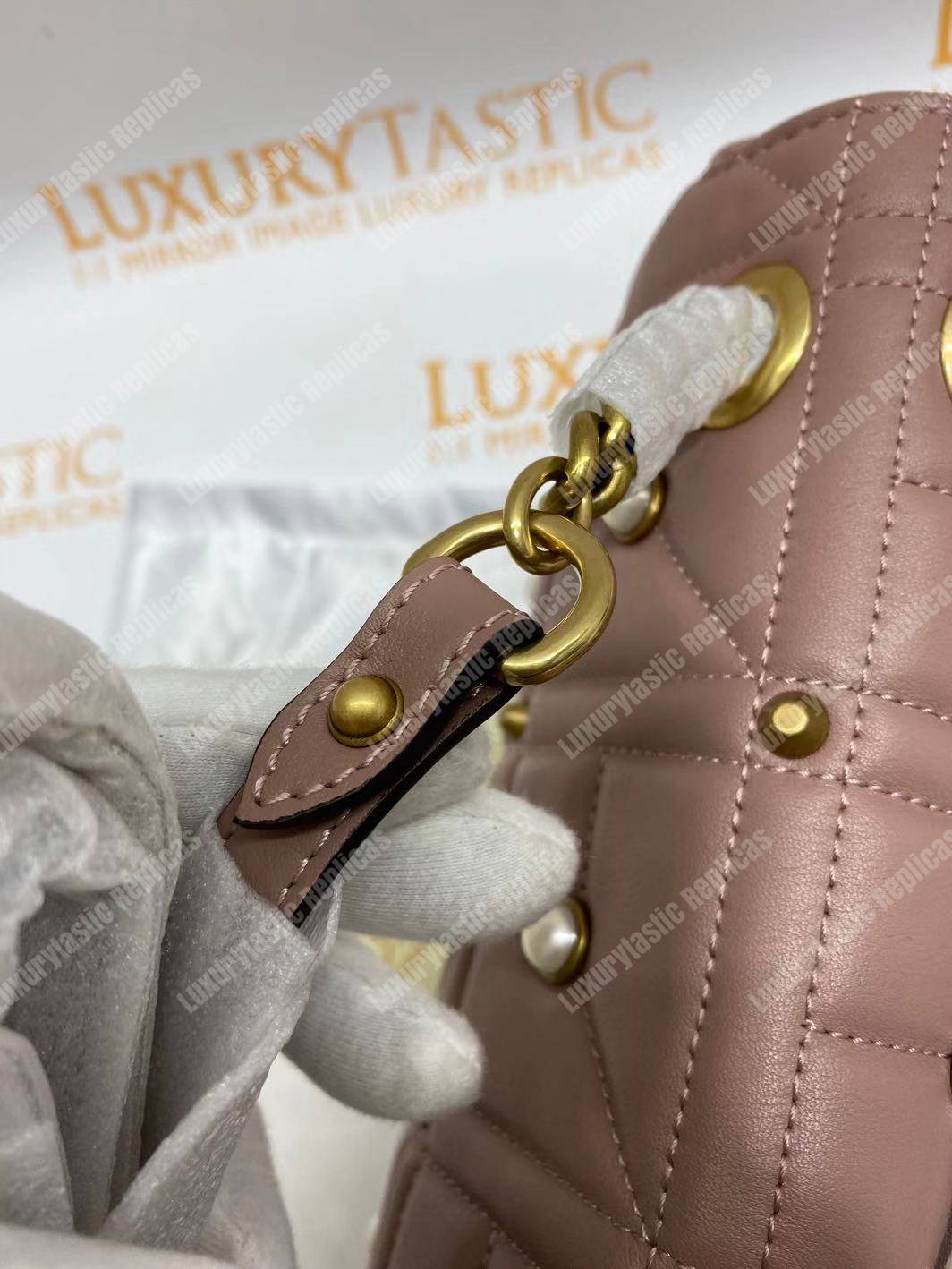 G*u*i gg marmont small matelassé shoulder bag with pearls dusty pink