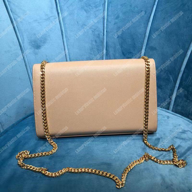 Saint Laurent Kate Medium in Grain De Poudre Embossed Leather Beige