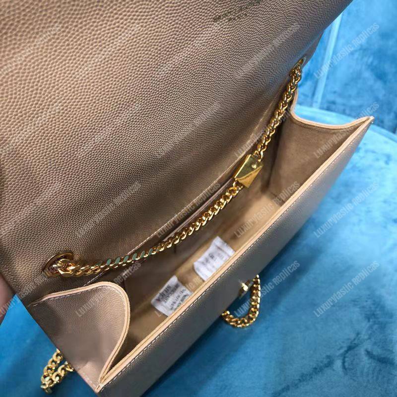 Saint Laurent Kate Medium in Grain De Poudre Embossed Leather Beige