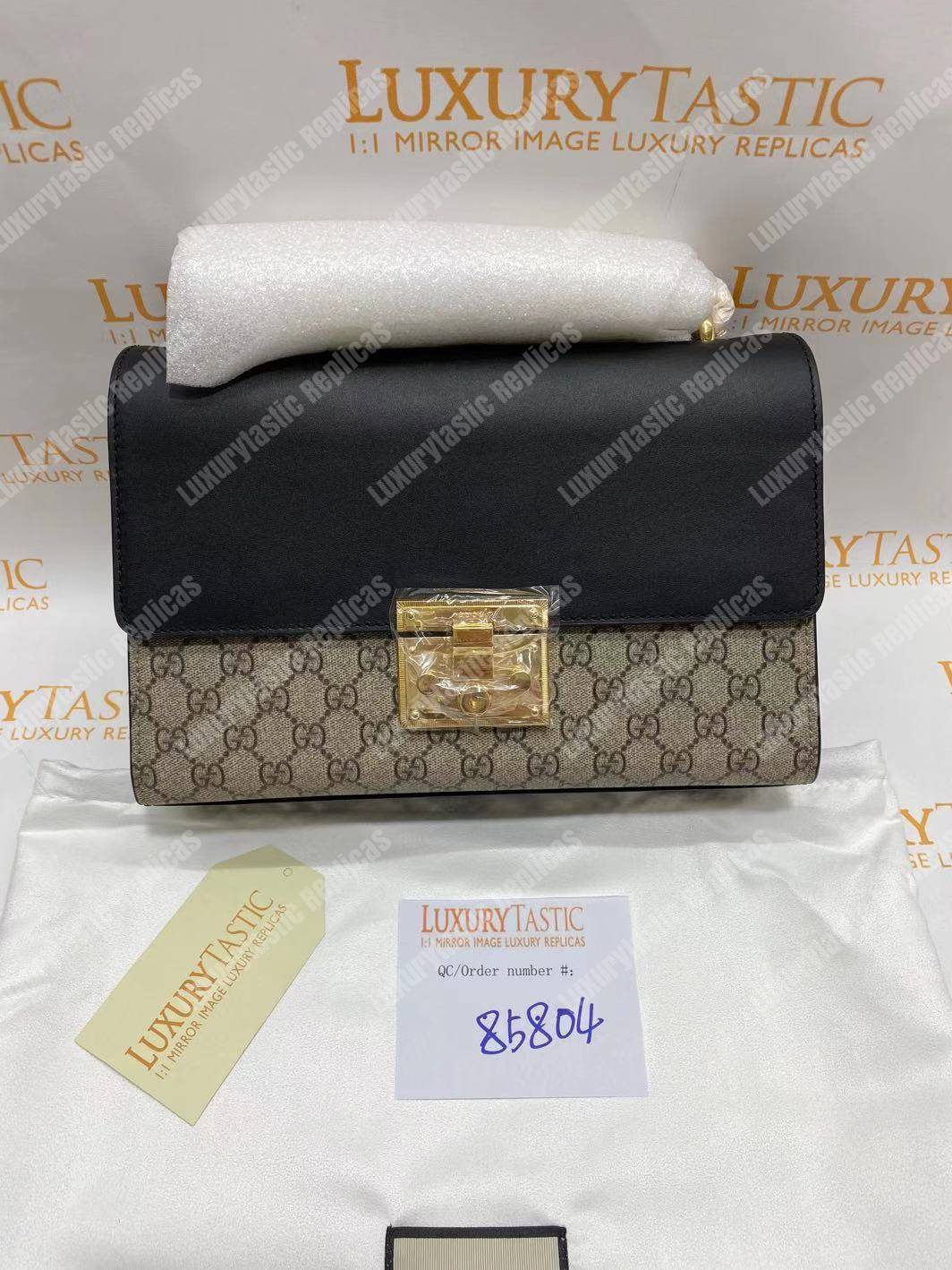 G*u*i padlock medium gg shoulder black/brown