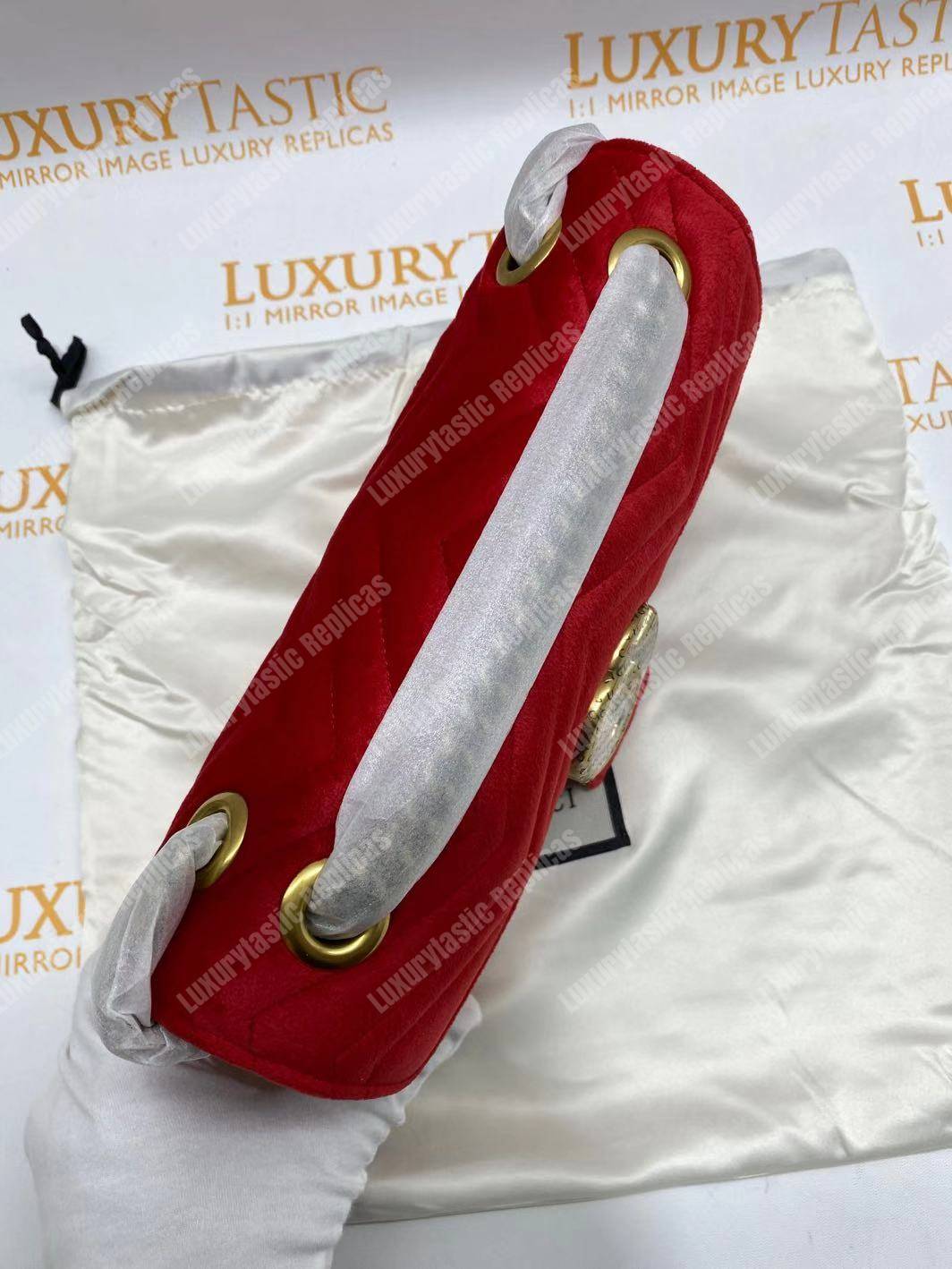 G*u*i gg marmont velvet shoulder bag red
