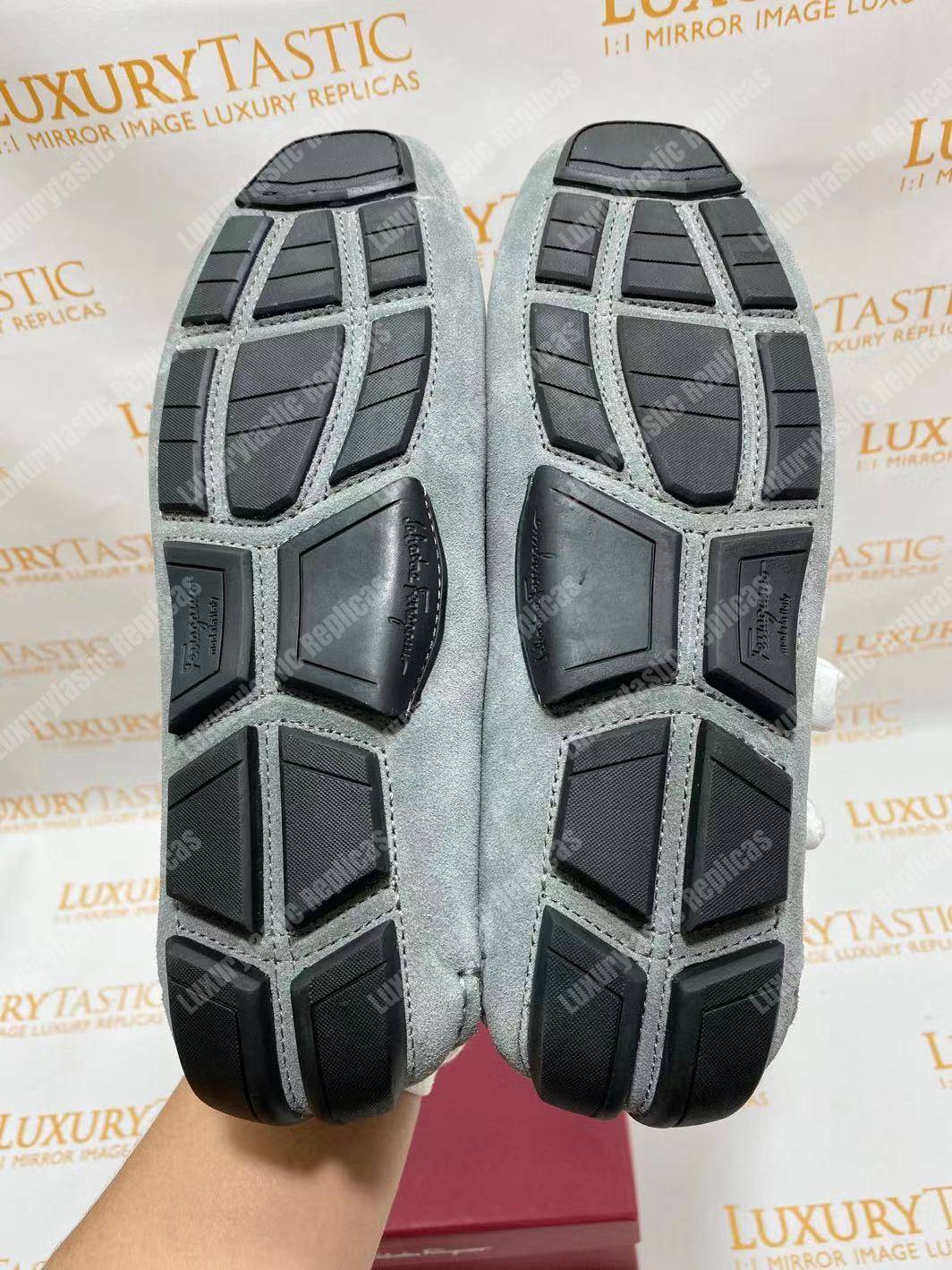 Salvatore Ferragamo Gancini Driving Shoe Gray