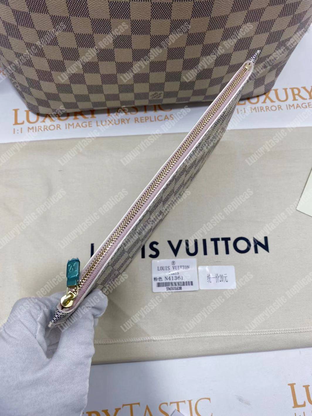 LV Neverfull MM Damier Azur Rose Ballerine