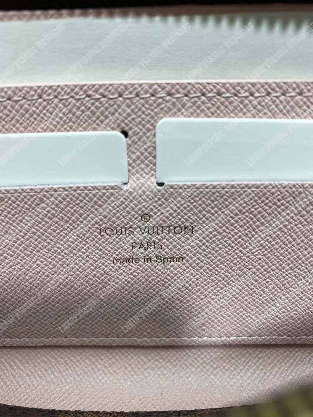 LV Clemence Wallet Damier Ebene Rose Ballerine
