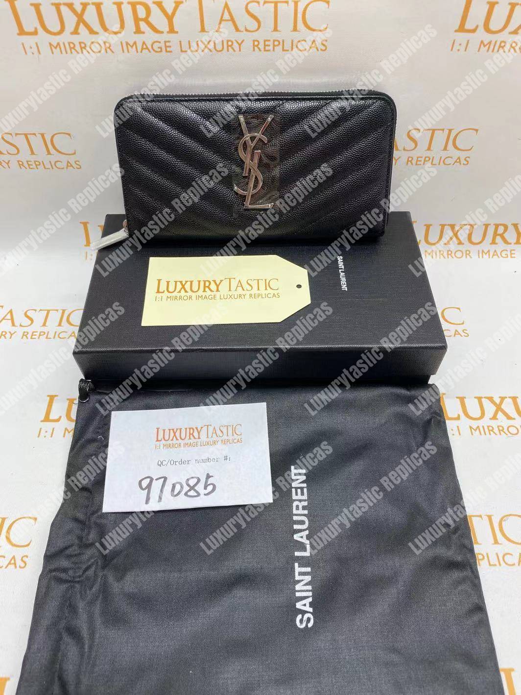 Saint Laurent Monogram Zip Around Wallet Black Grain De Poudre