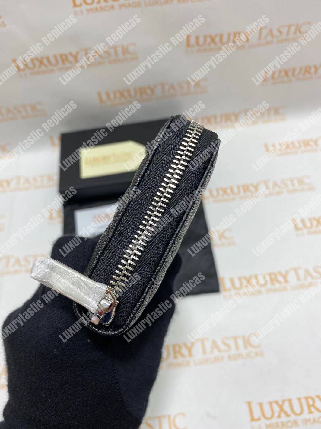 Saint Laurent Monogram Zip Around Wallet Black Grain De Poudre