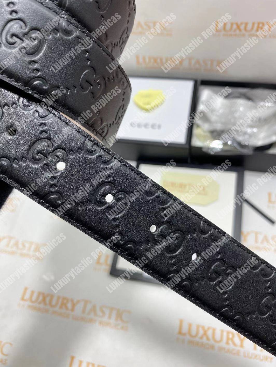 G*u*i signature leather belt black