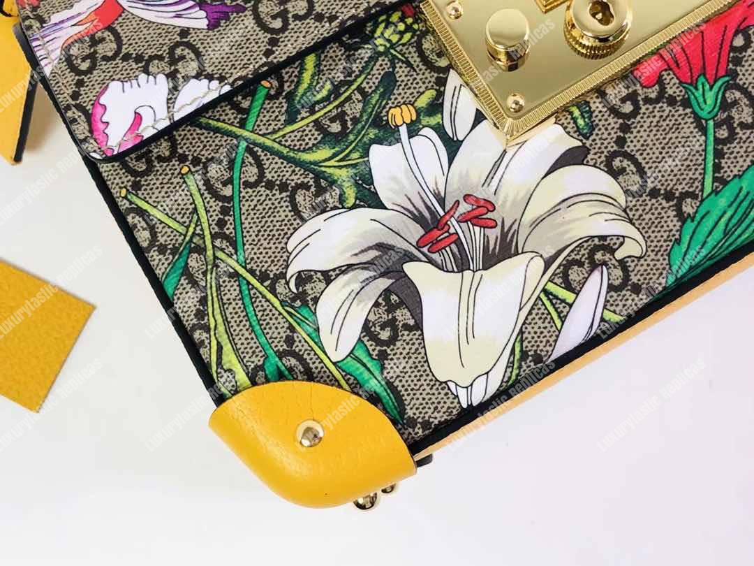 G*u*i padlock gg flora small bamboo shoulder bag