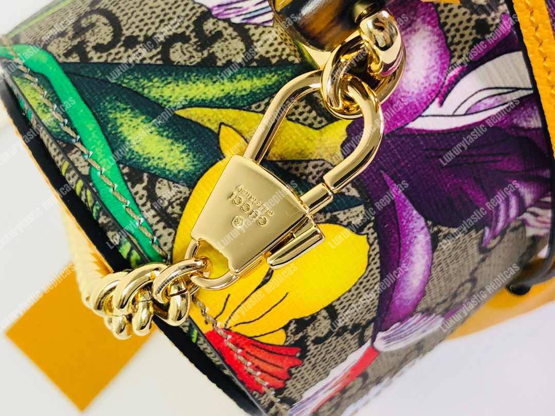 G*u*i padlock gg flora small bamboo shoulder bag