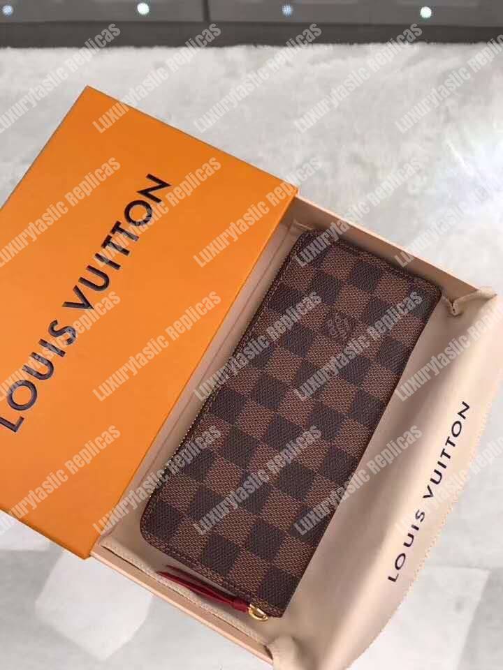 LV Clemence Wallet Damier Ebene Cherise