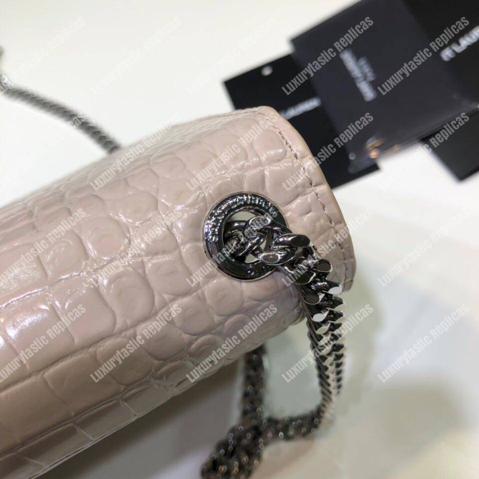 Saint Laurent Saint Laurent Medium Kate Tassel Chain Bag Pink Crocodile