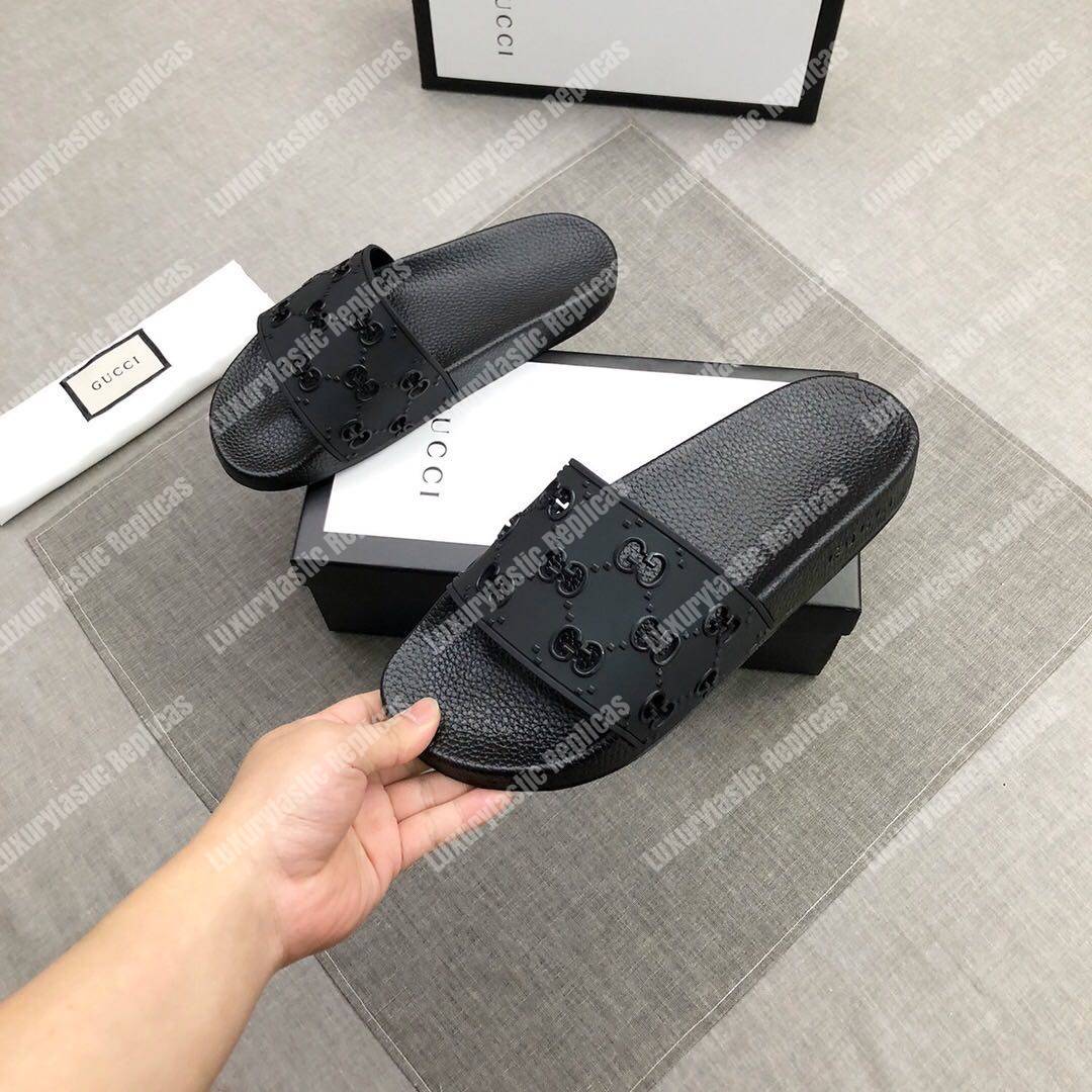 G*u*i women’s rubber gg slide sandal black