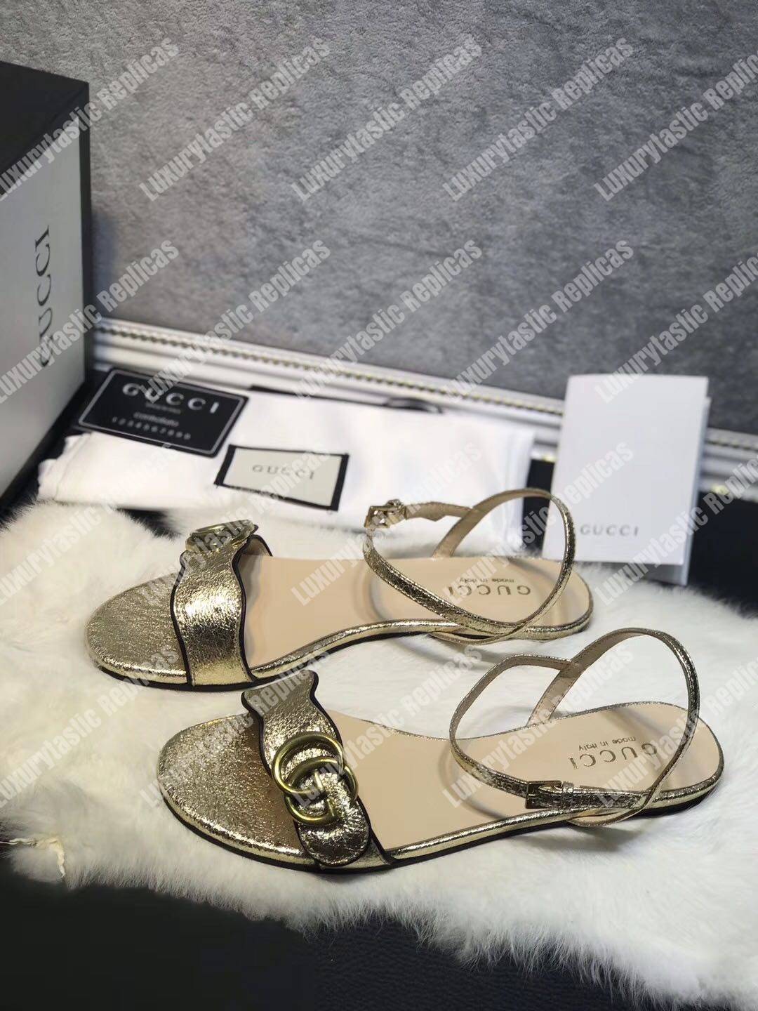 G*u*i marmont gg metallic sandals flat