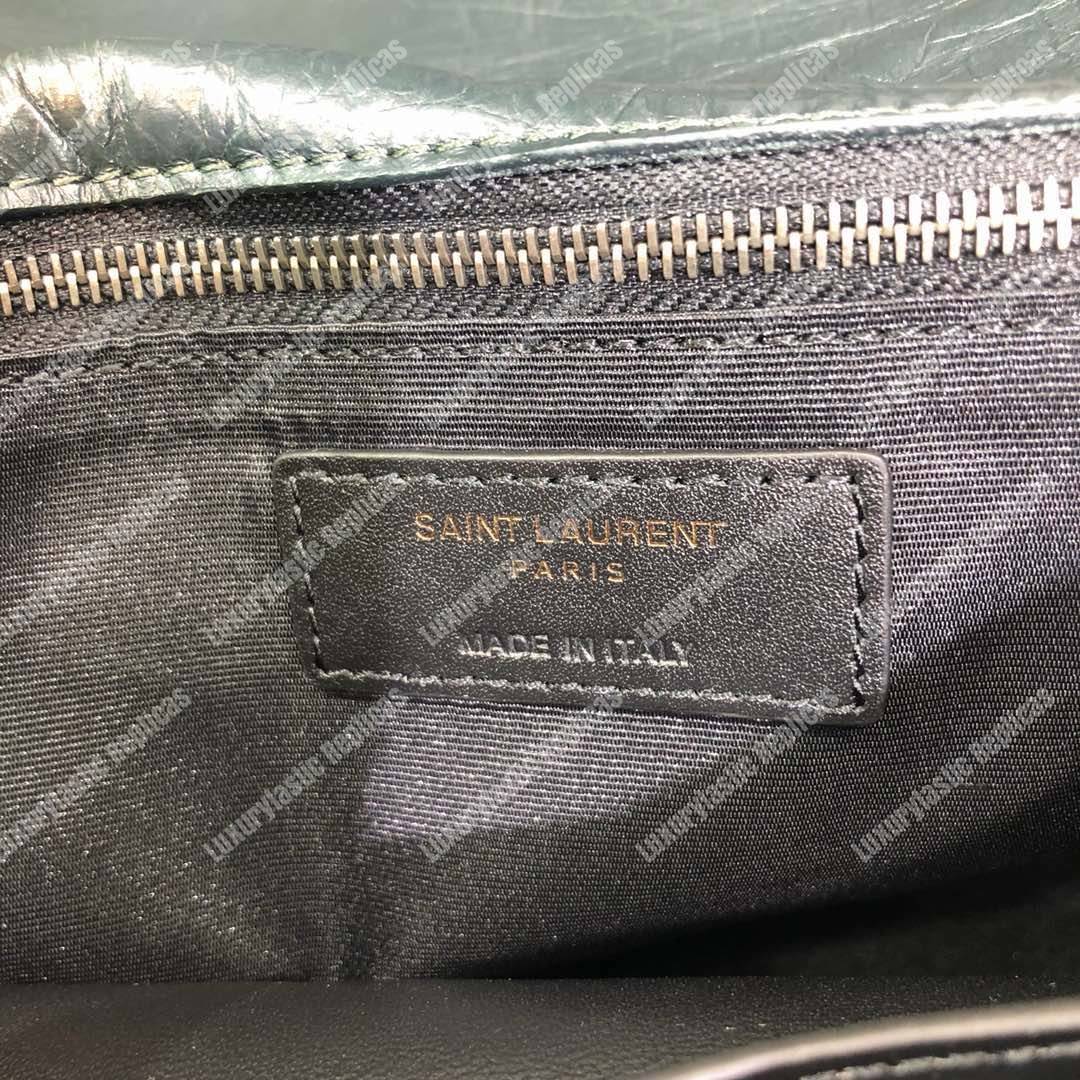 Saint Laurent Niki Medium Bag In Crinkled Vintage Leather Dark Green