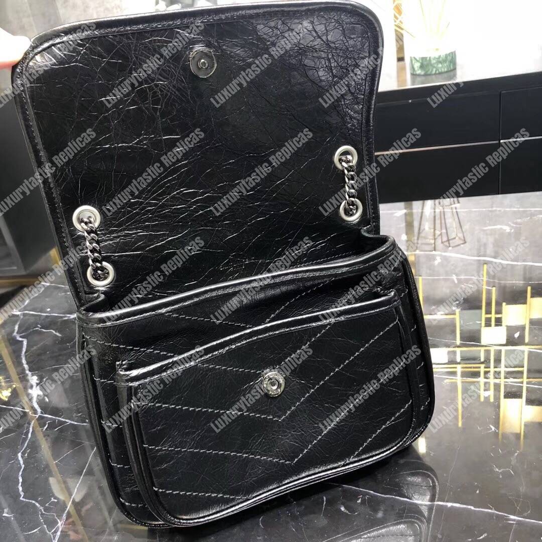 Saint Laurent Niki Baby In Vintage Leather Black