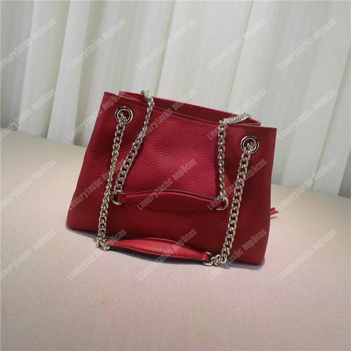 G*u*i soho leather chain strap shoulder bag red