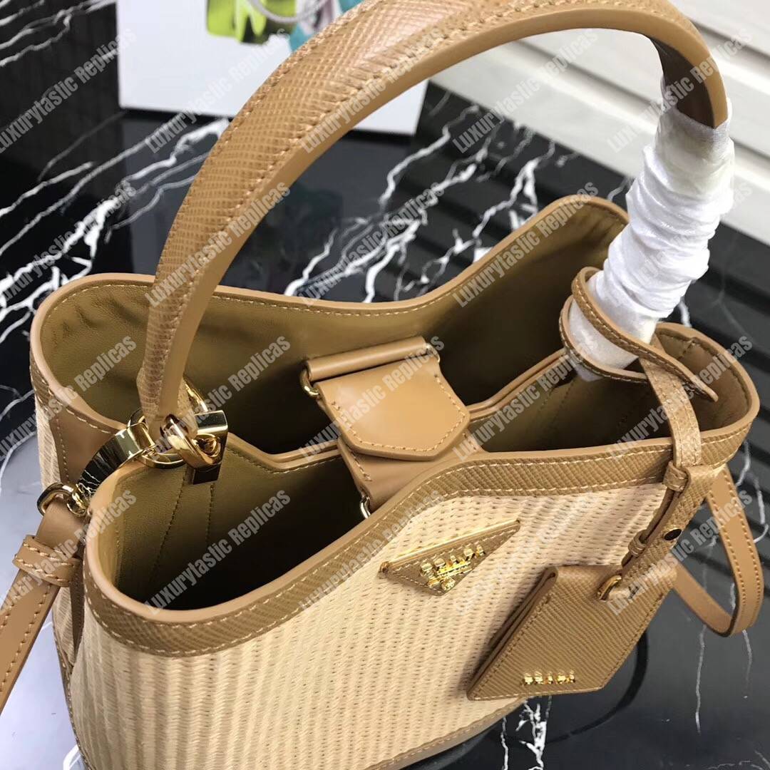 Pra*a panier medium straw bag brown