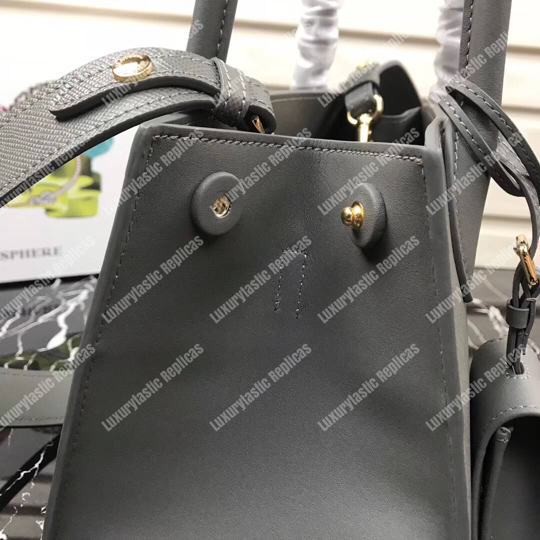 pra*a monoCh*0me saffiano leather bag grey