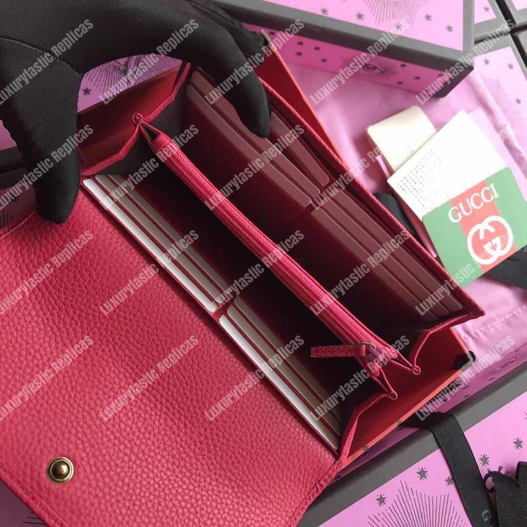 G*u*i gg leather continental wallet with butterfly hibiscus red