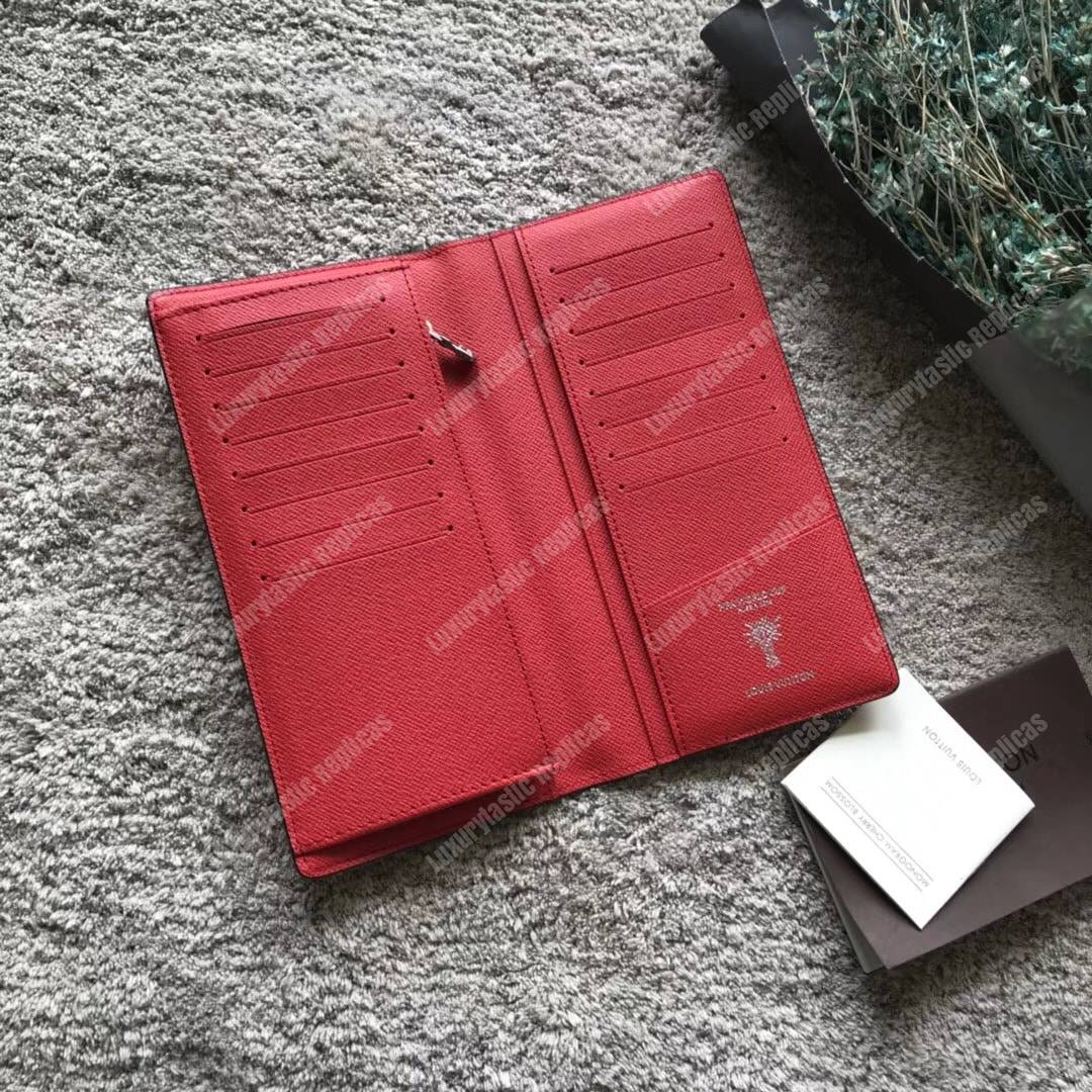 LV Brazza Wallet Epi Leather Hexagon Red