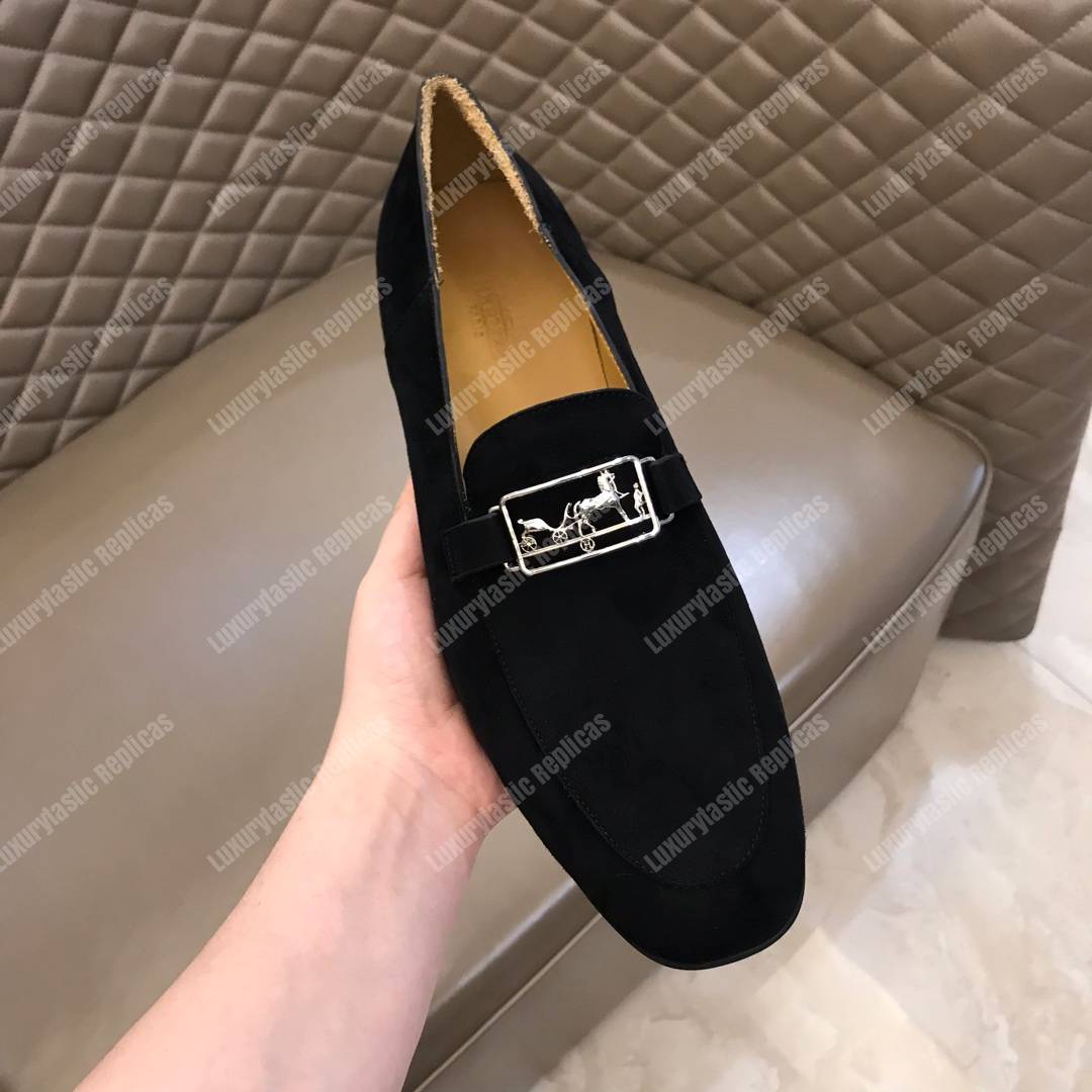 H**mes tenor loafer black velvet