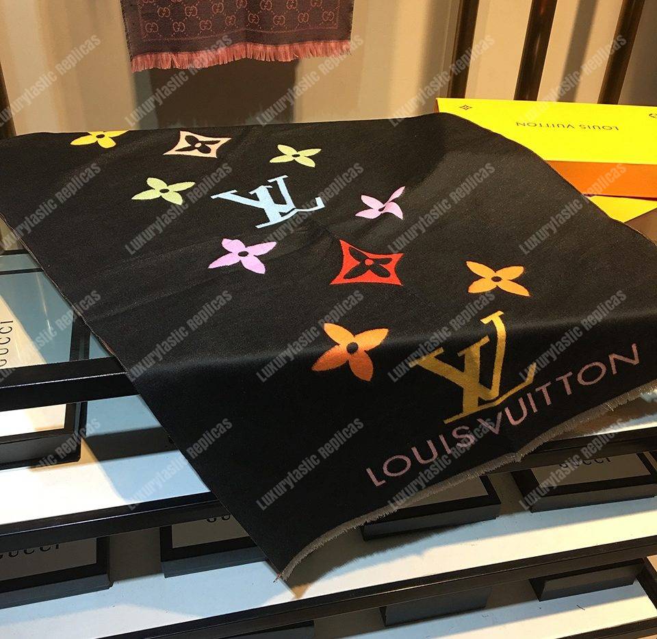 LV Reykjavik Scarf Cashmere & Wool Black Multicolor
