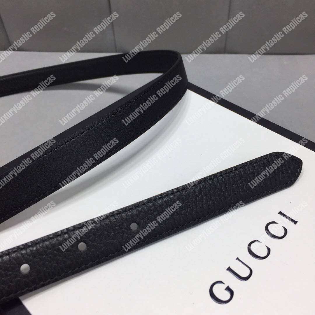 G*u*i slim leather belt with double g buckle black