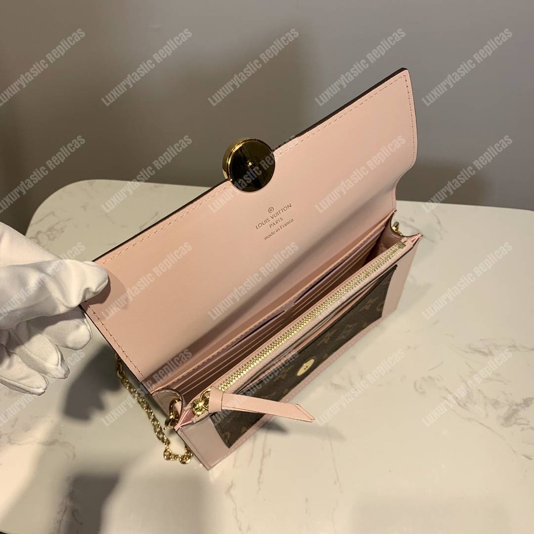 LV Flore Chain Wallet Rose Ballerine