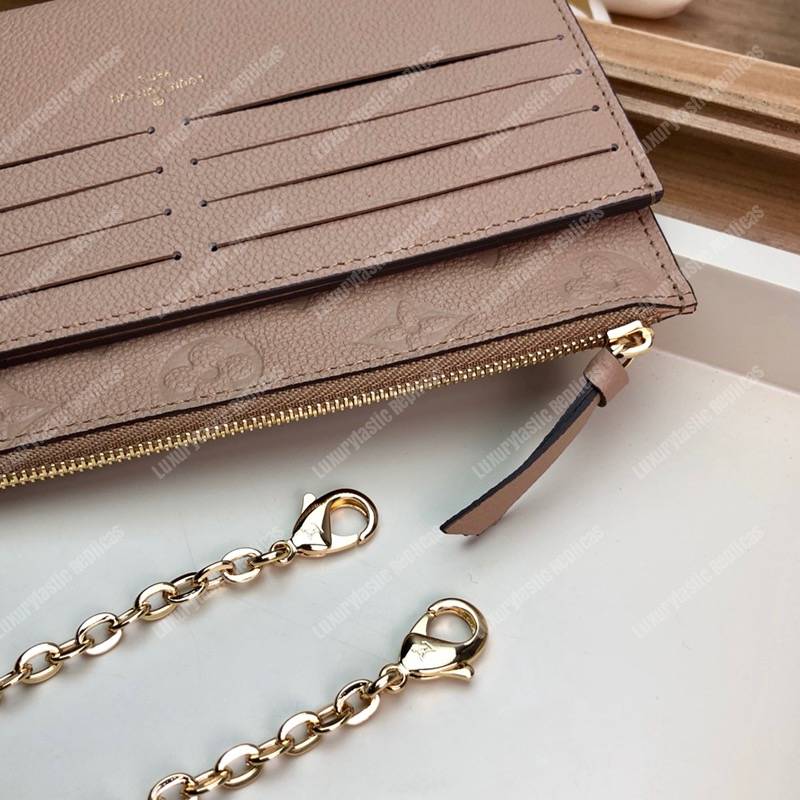 LV Pochette Felicie Monogram Empreinte Leather Papyrus