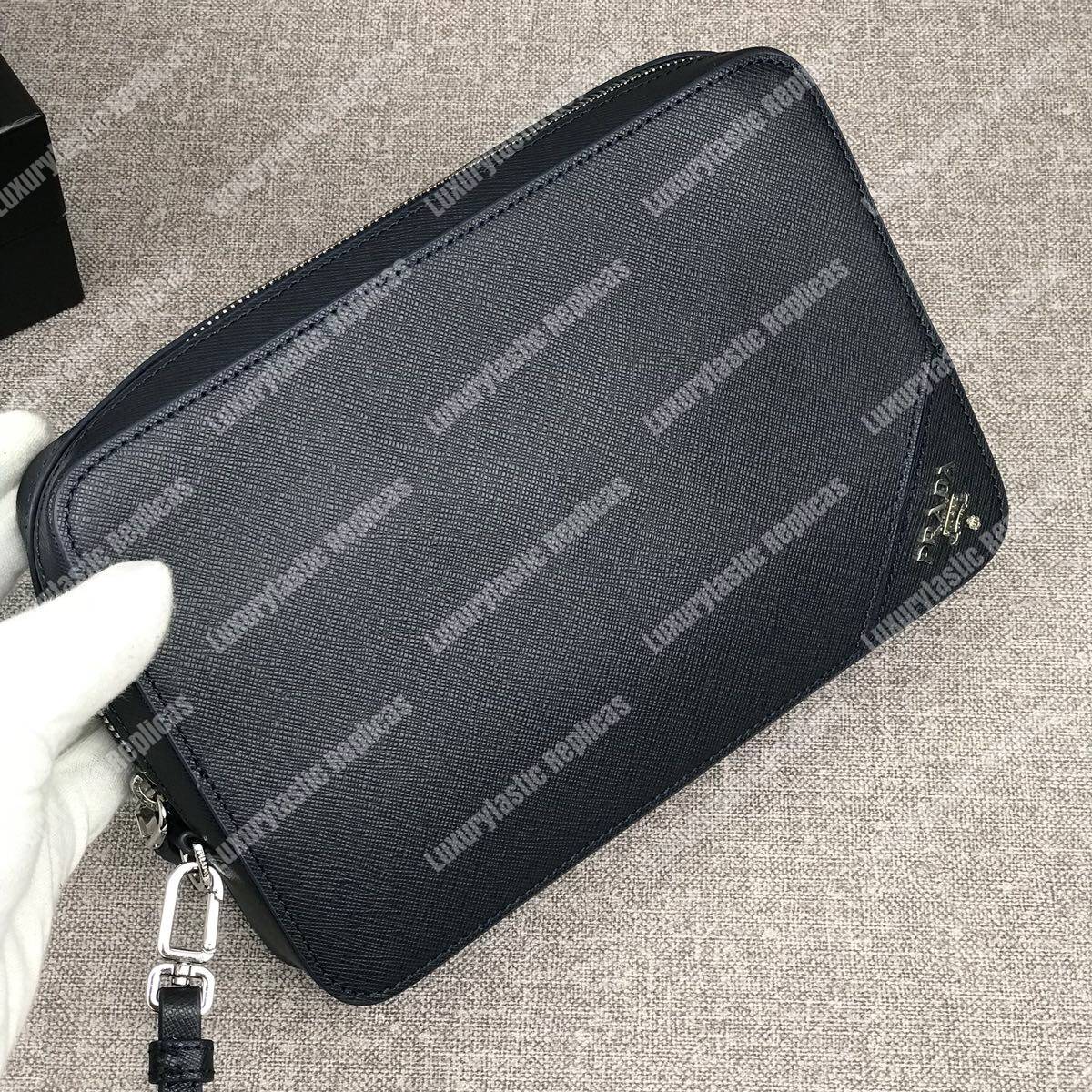 Pra*a saffiano leather men’s bag black