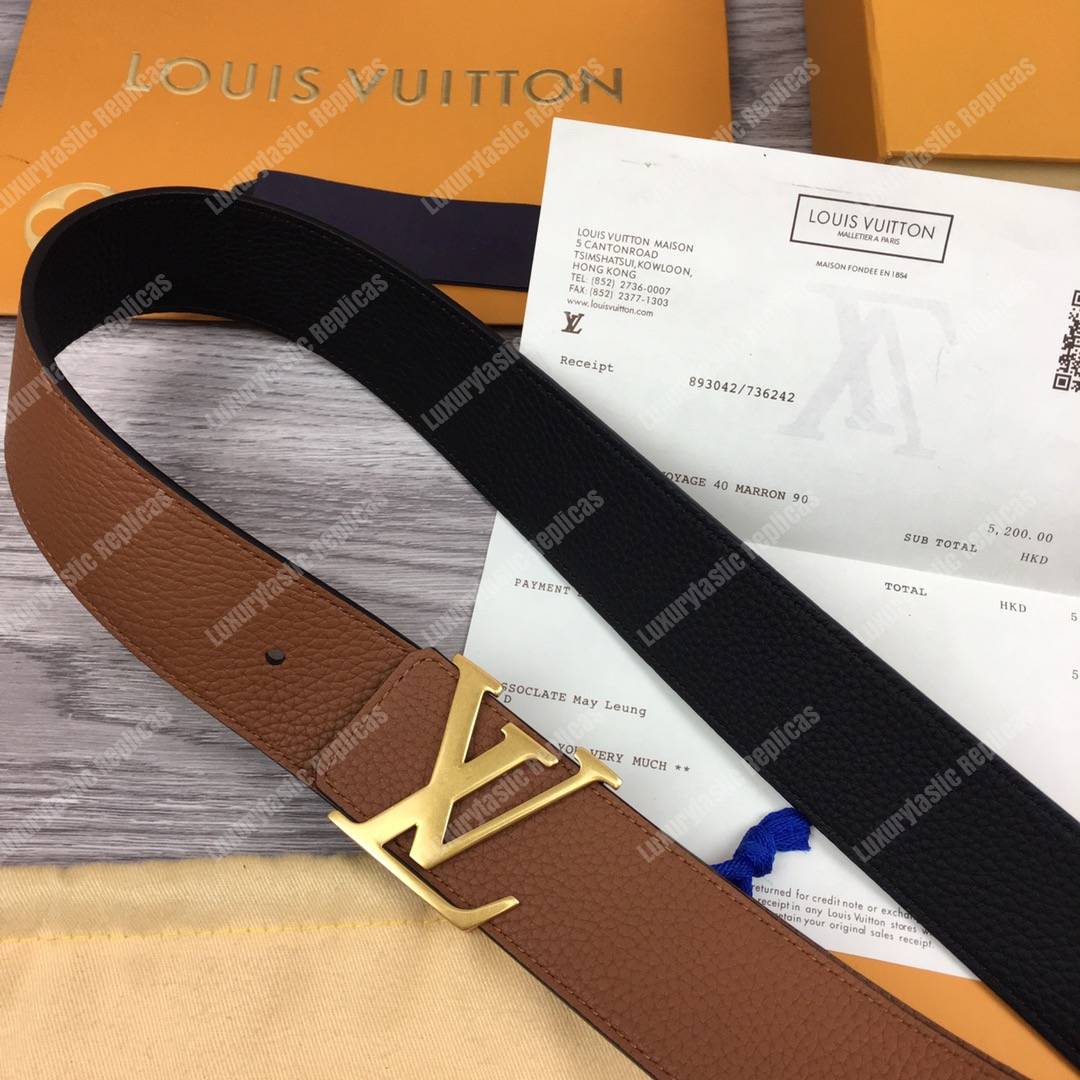 LV Initiales 40MM Reversible Utah Leather Belt Brown