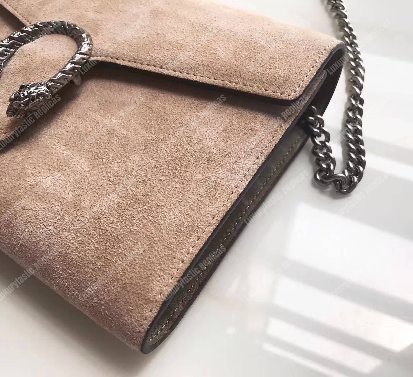 G*u*i dionysus suede mini chain bag taupe