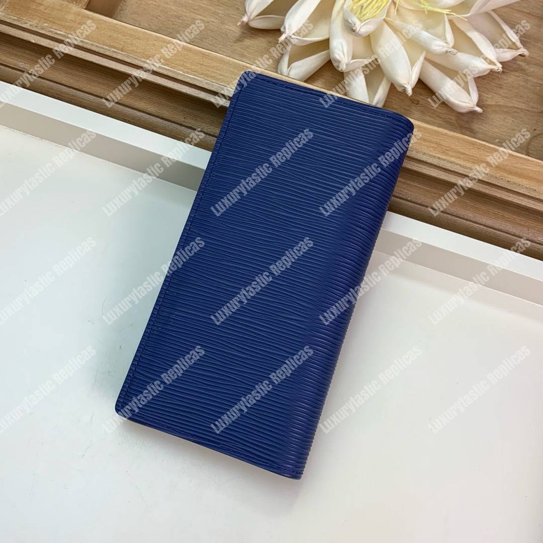 LV Brazza Wallet Epi Leather Marine Bleu Initials
