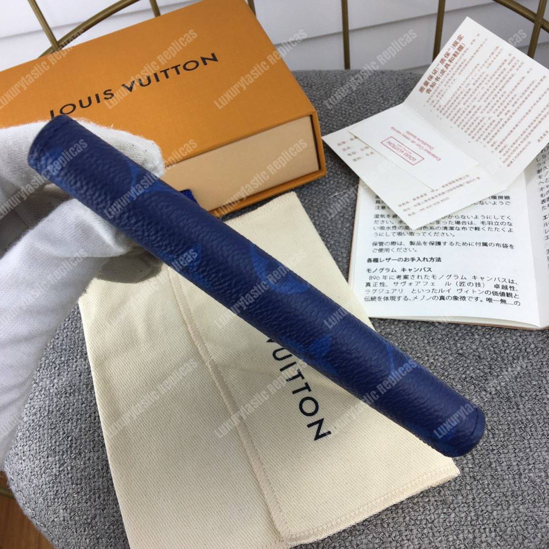 LV Passport Cover Taiga Monogram Cobalt