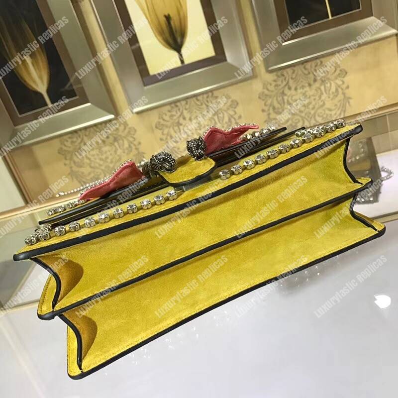 G*u*i dionysus crystal and bow small shoulder bag yellow