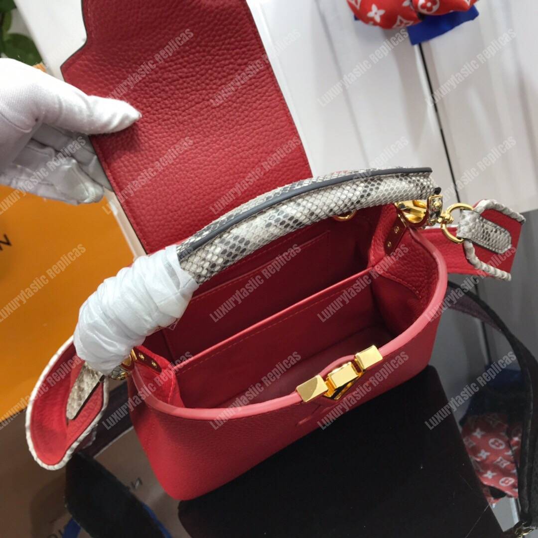 LV Capucines Mini Taurillon Python Rouge Carmin