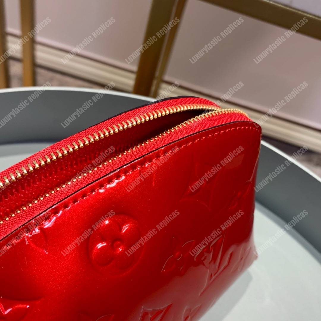 LV Cosmetic Pouch Monogram Vernis Leather Cherry