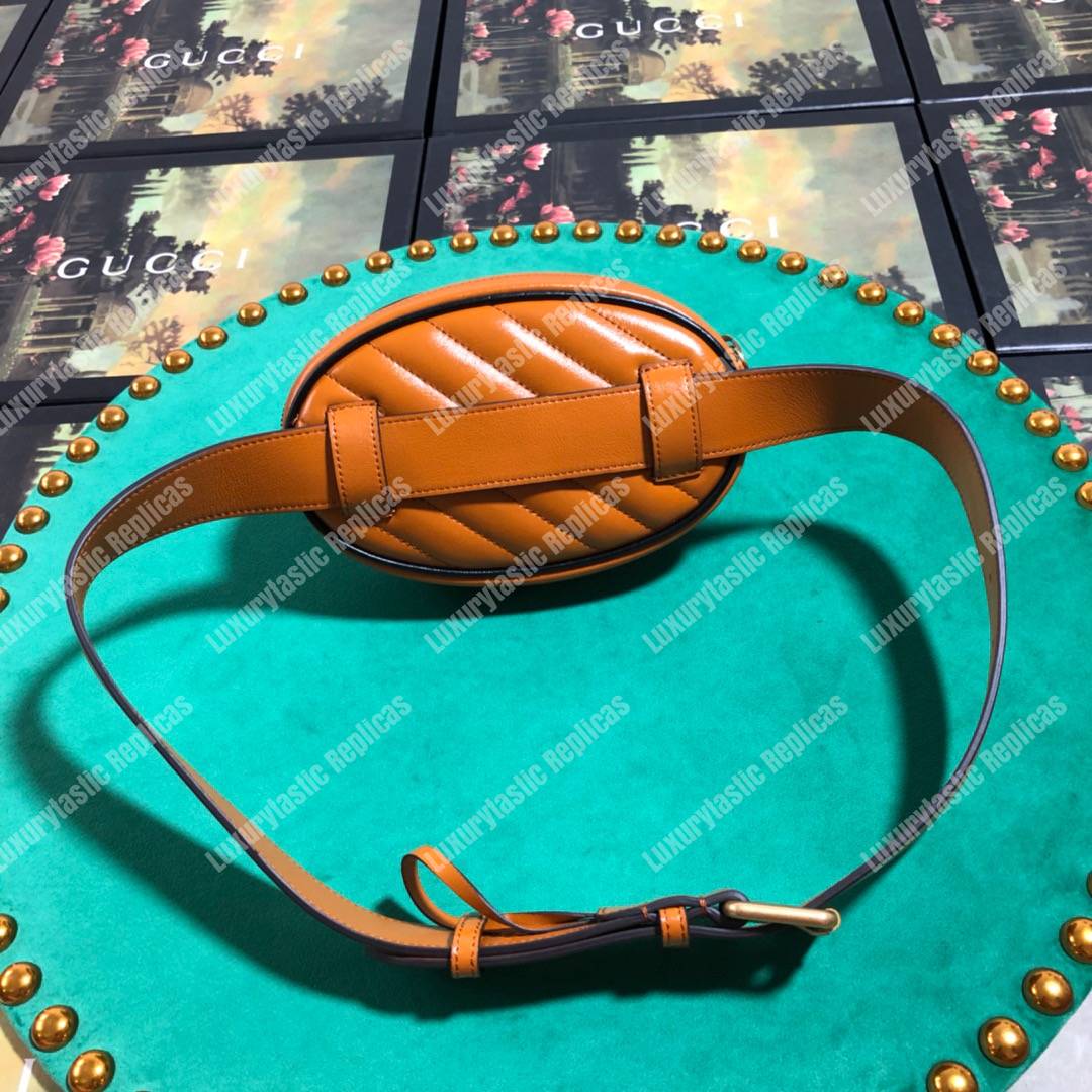 G*u*i gg marmont cognac matelassé leather belt bag