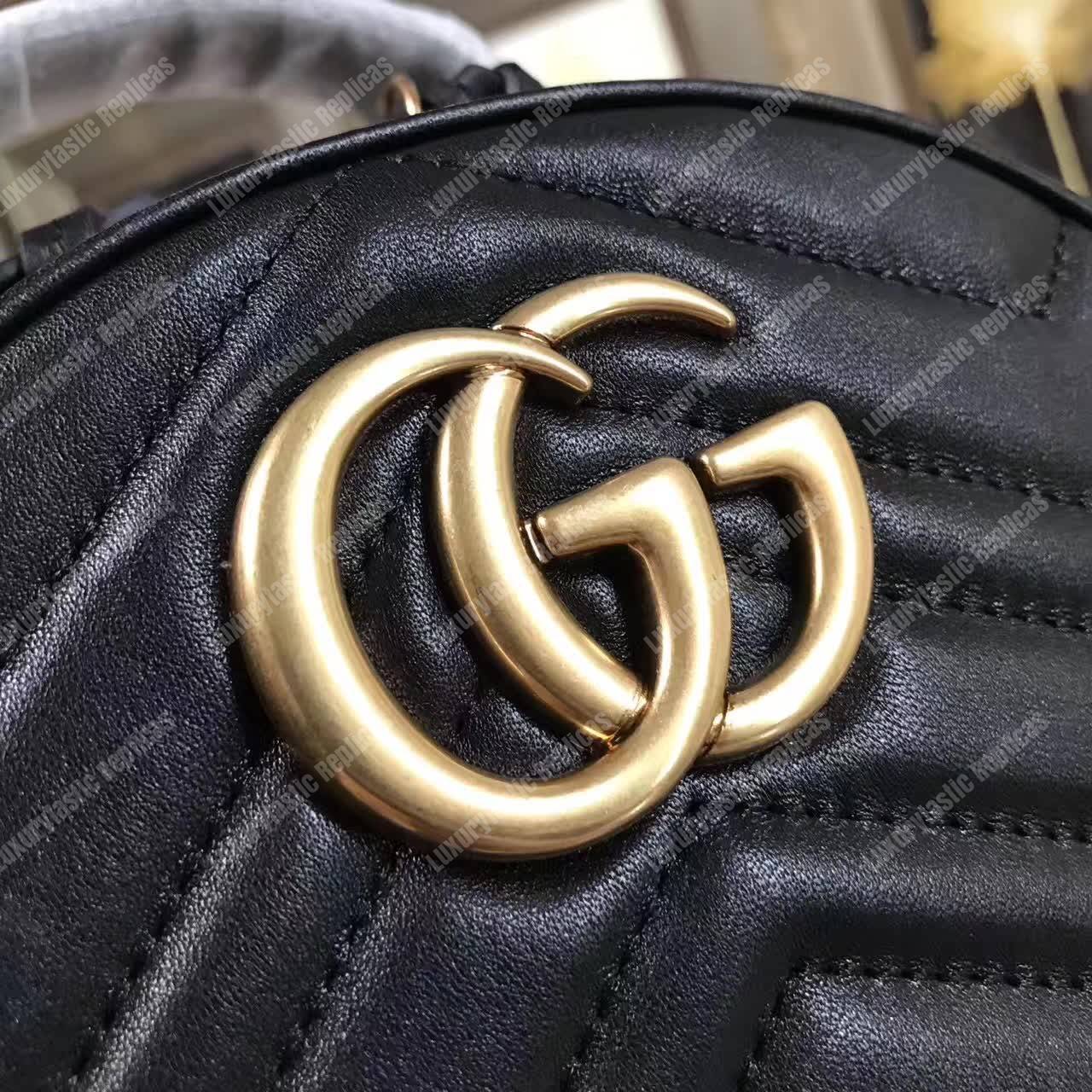 G*u*i gg marmont quilted leather backpack black