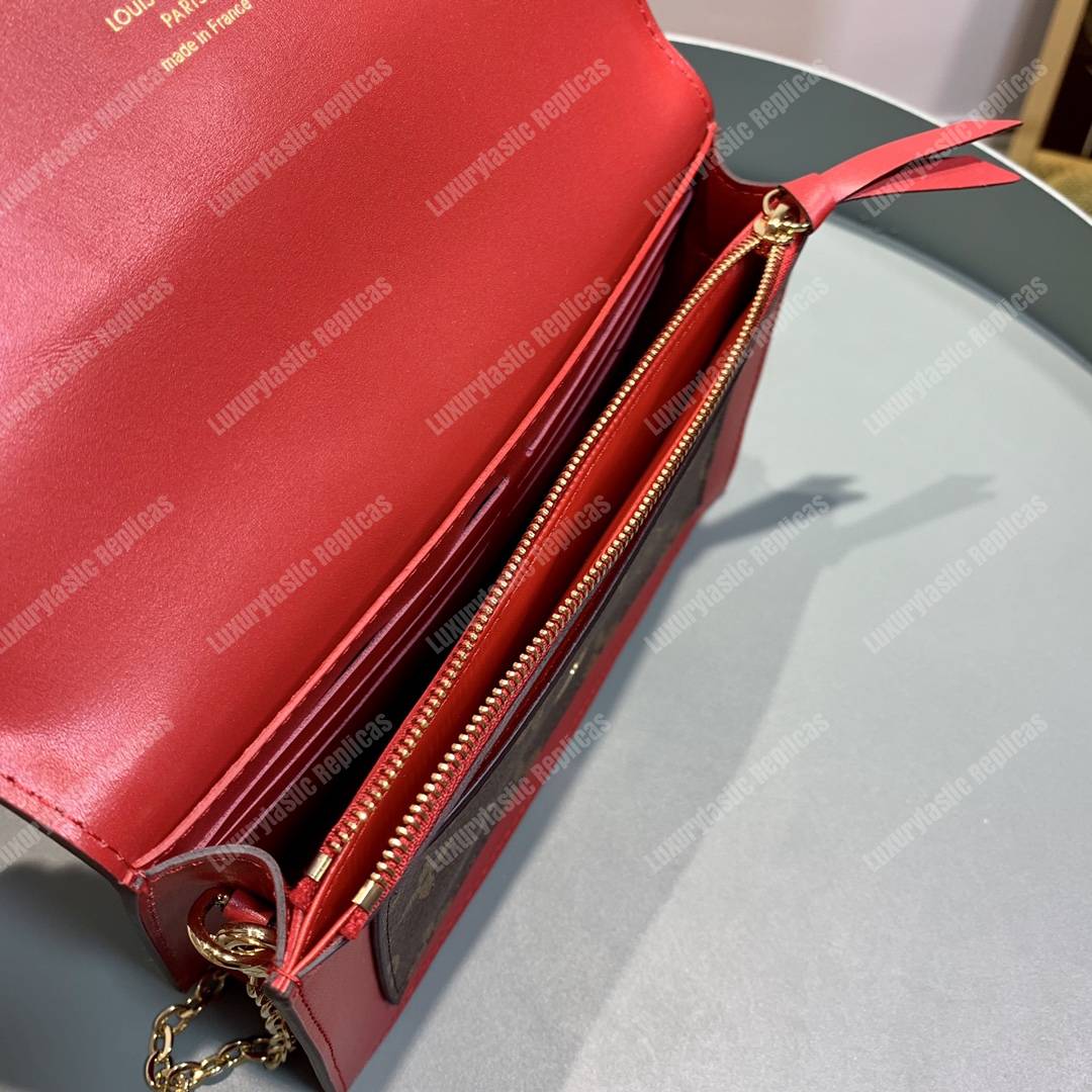 LV Flore Chain Wallet Cherry