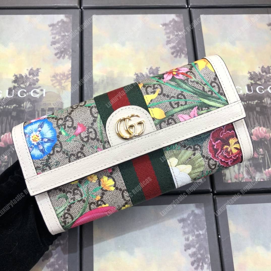 G*u*i ophidia gg flora continental wallet white