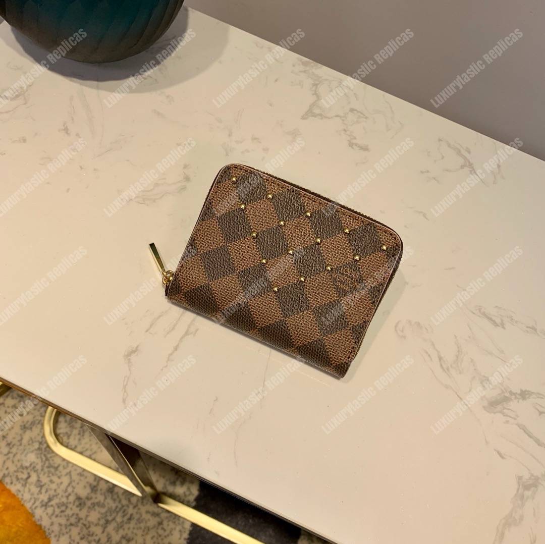 LV Zippy Coin Purse Damier Ebene Rose Ballerine Pink
