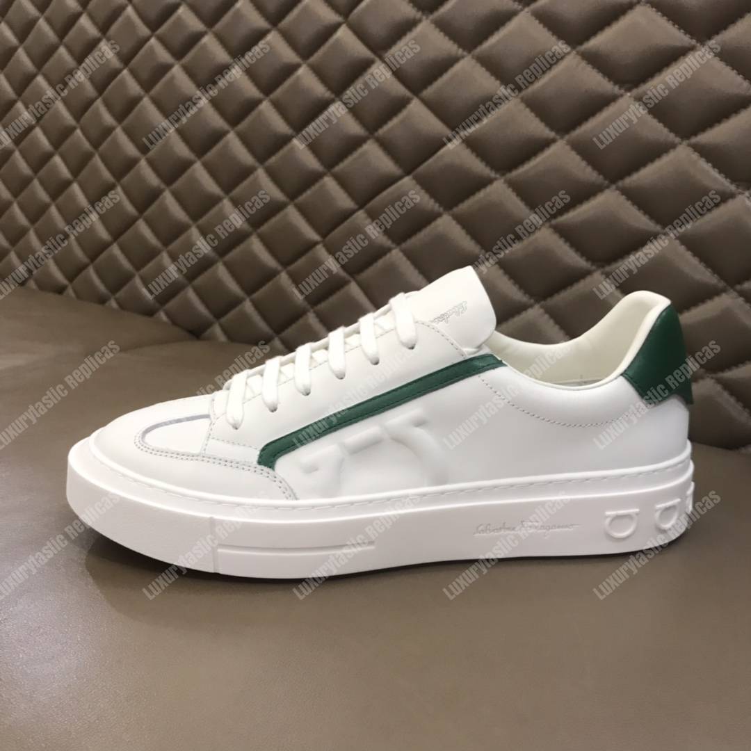Salvatore Ferragamo Gancini Sneaker Shoe White/Green Lining
