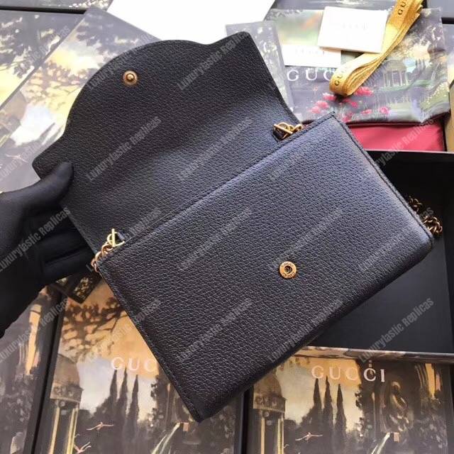 G*u*i embroidered leather mini shoulder bag black
